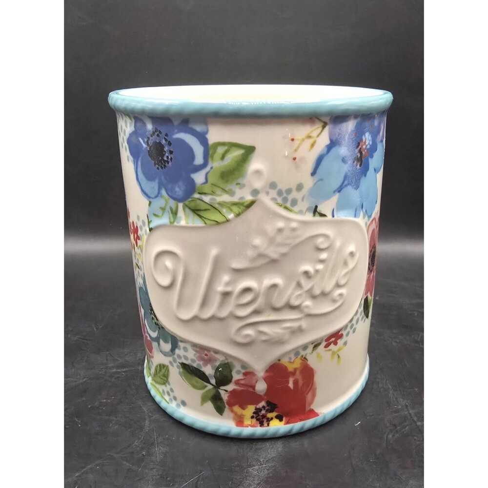 The Pioneer Woman Floral Utensil Holder Crock Melody Stoneware